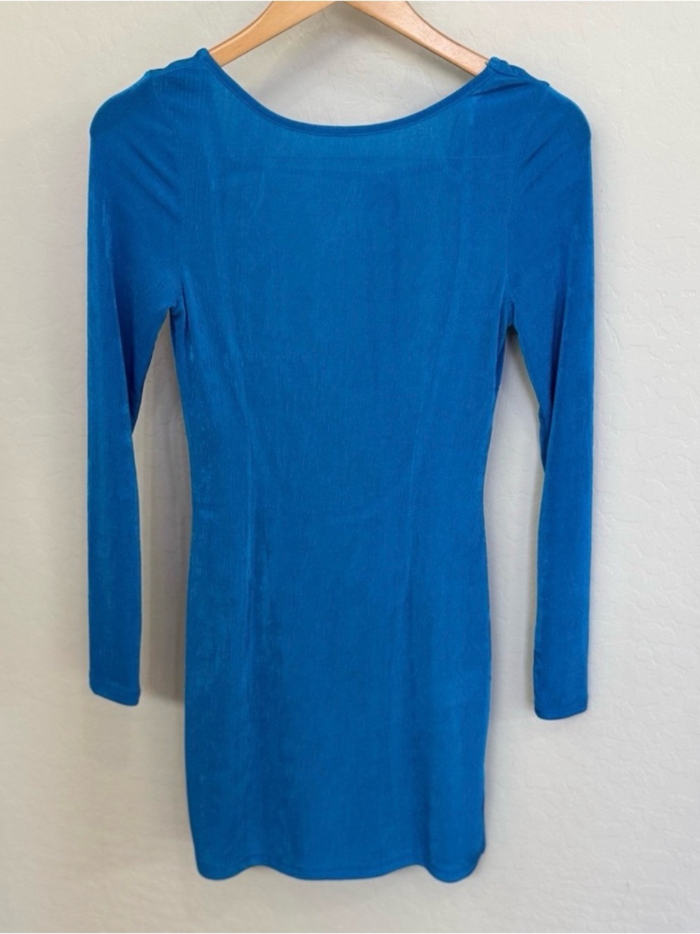 Lioness Montana Mini Dress Blue Long Sleeve Open Back Bodycon Size Small US 4
